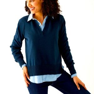 MERSEA Mariner Polo Sweater- Navy- size Large - Great condition!